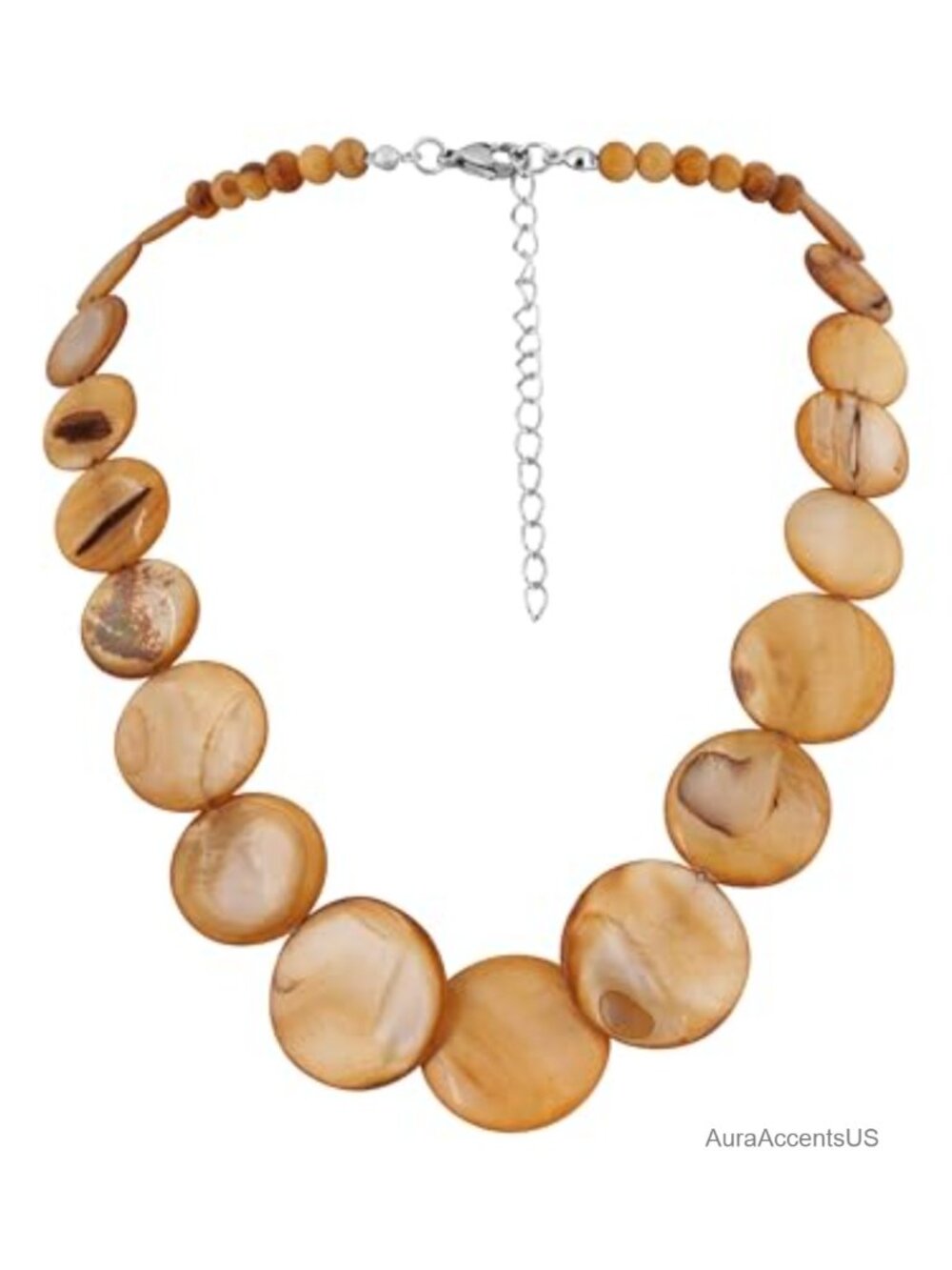 Chunky Round Beaded Collar Statement Necklace Shell Lobster Clasp